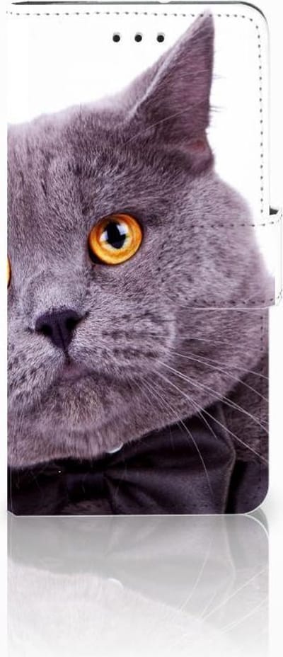 Boekhoesje voor Motorola Moto G7 Play Telefoonhoesje met Pasjes Kat