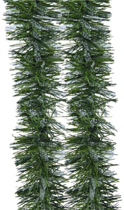 Decoris lametta kerstslinger - 2x - groen/transparant - folie - 270 x 7,5 cm