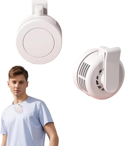 Draagbare, stille, bladloze clipventilator, mini clipventilator voor om de taille of nek, geschikt voor kleding, hoeden en het lichaam, oplaadbare draagbare ventilator, 3 windsnelheden, bladloze ultrastille koelventilator.