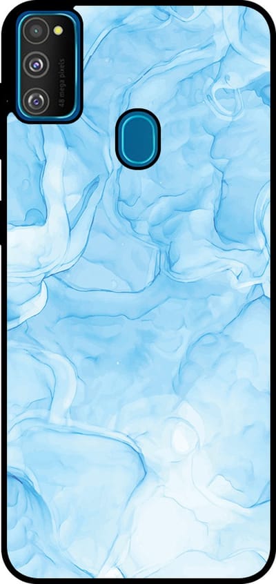 Smartphonica Telefoonhoesje Geschikt voor Samsung Galaxy M30s met marmer opdruk - TPU backcover case marble design - Lichtblauw geschikt voor Samsung Galaxy M30s