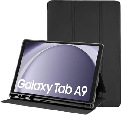 Tablet Hoes Geschikt voor Samsung Galaxy Tab A9 | Luxe Tri-Fold Book Case | Kunst Leren Bescherm Hoes | Standaard Functie | Zwart