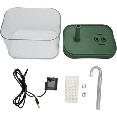 Fontaine à eau pour chat Automatique Silencieuse Alimentée par USB Distributeur d'eau transparent pour animal de compagnie avec tube coudé 1,5L vert