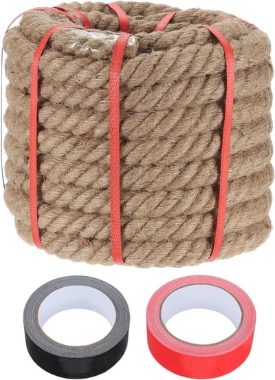Natuurlijk jute touw 2,8 cm x 15 m, sterk en gevlochten, ideaal voor handwerk, schommels en tuinprojecten