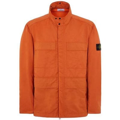 Stone Island Herenjas met effen logo en badge, opstaande kraag en lange mouwen, oranje 781542730-V0073 M orange
