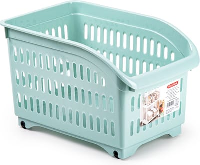Plasticforte opberg Trolley Container - mintgroen - op wieltjes - L30 x B18 x H19 cm - kunststof - opslag box/bak - 10 liter