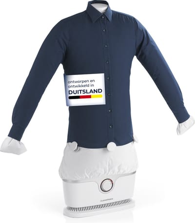 CLEANmaxx automatisch overhemdstrijkijzer PRO | vervangt strijkijzer, strijkplank, stoomstrijkijzer en steamer | strijkijzer met strijkpop voor overhemden, blouses & blouses | innovatief & efficiënt, wit