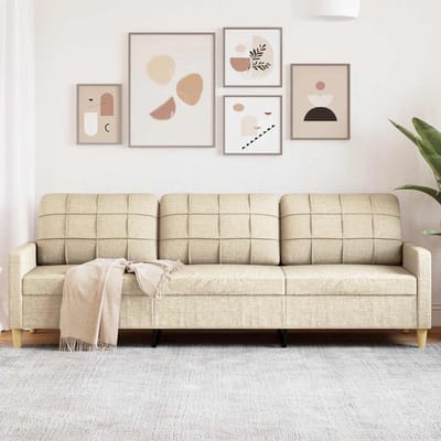 vidaXL - Driezitsbank - 210 - cm - stof - crème