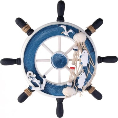 Houten 23cm Strand Boot Schip Stuurwiel Visnet Huis Muur Decoratie (Blauw) XXL gray