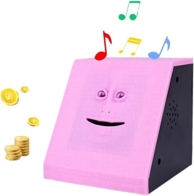 Spaarpot met muzikaal gezicht, automatisch spaarvarken Geschikt voor kinderen (roze stenen)
