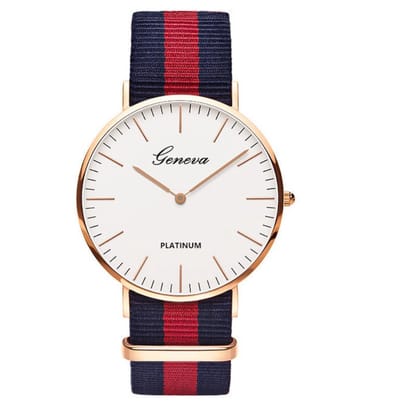 Chronos Horloge Ø 37 mm - Blauw/Rood/Blauw - Inclusief horlogedoosje
