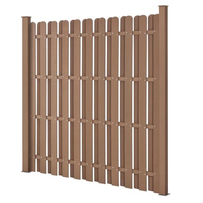 WPC Schuttingpaneel 11 planken met palen 185x562 cm bruin