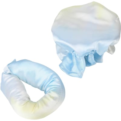 Hittevrije Kruller Tie Dye Draagbaar Zacht Satijn Hittevrije Krulspelden Hoofdband voor Nacht Thuis Blauw blauw