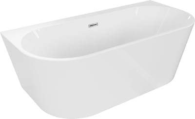 Mexen Oval+ vrijstaande badkuip tegen de muur 170 x 80 , wit, chroom overloop - 52681708000-01