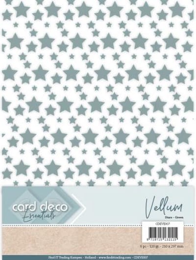 Card Deco Essentials - Vellum - Stars Green