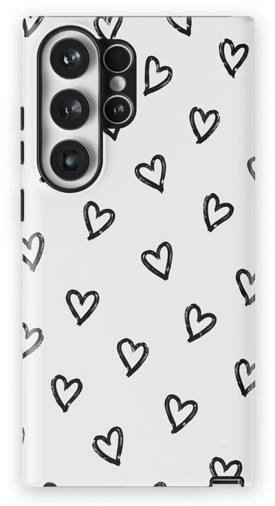 Tough Hoesje met Hartjes Samsung Galaxy S23 Ultra | Little Love Tough Case Geschikt voor Mag | Hartjes Print Backcover Samsung Galaxy S23 Ultra Mono Hearts