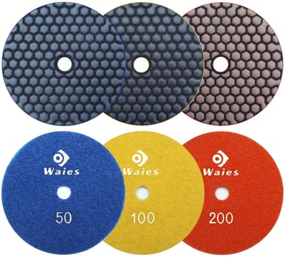 Set van 3 Diamant Schuurpads 125mm Korrel 50-100-200 voor Droog Slijpen