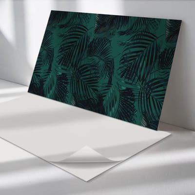 Wallfluent Vinyl Wandpaneel - Palmbladeren Achtergrond PVC Muurpaneel - 100 cm x 50 cm - Zwart PVC wandpaneel - 1 stuk - Rechthoekig Wandbekleding Vinyl - Bloemen en planten Wandpaneel - Zelfklevende Wandbekleding - Wandpaneel Keuken en Badkamer