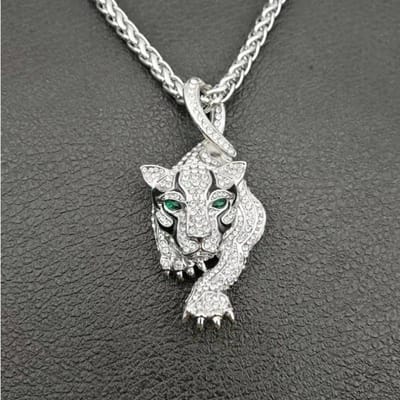 Bijoux de Mode pour Homme Collier Pendentif Animal Guépard Bijoux gray