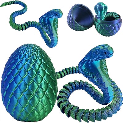 3D Geprinte Slang Speelgoed voor Pasen - Draken Ei Slang Eieren Cobra - Creatief Cadeau voor Kinderen en Decoratie voor Thuis in Blauw en Groen