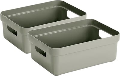 Sunware Opbergbox - 4x - kunststof - lichtgroen - 9 liter - Opbergbakken - Opbergmanden