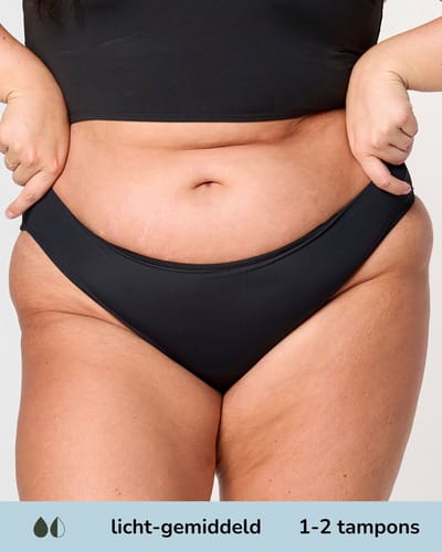Moodies menstruatie zwemkleding - Bikini broekje - licht-gemiddeld kruisje - Zwart - maat XL