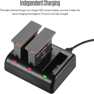 Oplaadset Drievoudige kanaallader met 2 stuks 1300mAh oplaadbare Li-ionbatterijen USB-opladen