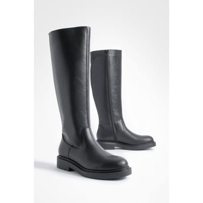 boohoo Dames Minimal Chunky Kniehoge Laarzen | Zwart | Maat: 36