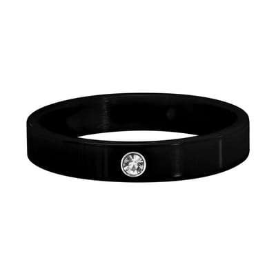 Quiges Stapelring Dames - Vulring Zirkonia - Keramiek Zwart - Maat 19 - Hoogte 4mm