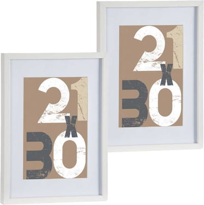 2x stuks houten fotolijst - wit - 30 x 40 cm - fotolijstje - met passe-partout - decoratie