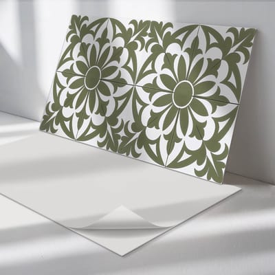Wallfluent Vinyl Wandpaneel - Bloemenpatroon met bladeren Zelfklevende Wandbekleding - 100 cm x 50 cm - Groente Vinyl Wandpaneel - 1 stuk - Rechthoekig Wandbekleding Vinyl - Texturen Wandpaneel - Wandpaneel PVC - Wandpaneel Keuken en Badkamer