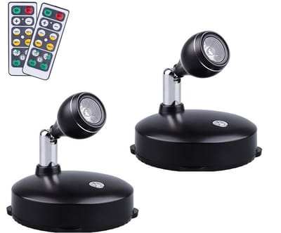 Spotlight met afstandsbediening, mini decoratielamp, werkt op batterijen, geschikt voor bars, feesten, tentoonstellingsruimtes, kostuumvitrines, achtergronden - 2-pack