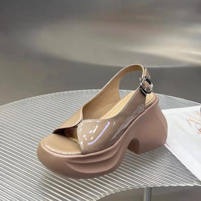 Sandales Françaises Été Nouveau Augmenter Plateforme Étanche à Semelles Épaisses avec Chaussures pour Femmes 34 beige