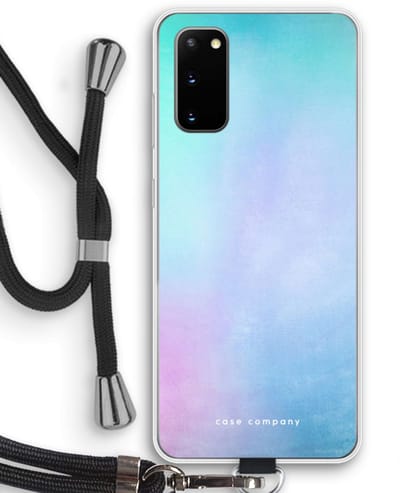 Case Company® - Hoesje met koord geschikt voor Samsung Galaxy S20 hoesje met Koord - Mist pastel - Telefoonhoesje met Zwart Koord - Bescherming aan alle Kanten en Over de Schermrand
