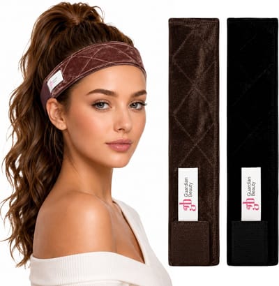 Guardian Beauty Anti Slip Pruik Band - Fluweel - Wig Grip - Verstelbare Klittenband - 2 stuks - Donkerbruin & Zwart