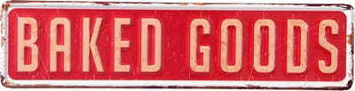 Clayre & Eef Tekstbord 40x10 cm Rood Ijzer Rechthoek Baked Goods Wandbord