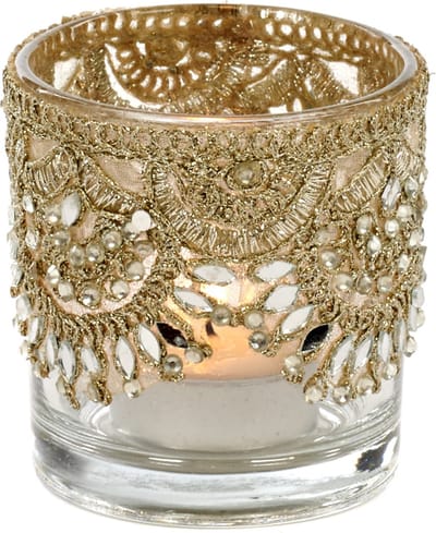 Goodwill Waxinelichthouder Glas Goud 8 cm Voordeelaanbod Per 2 Stuks