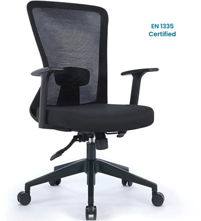 Goliving Ergonomisch Bureaustoel - Kantoorstoel - Office Chair - Verstelbaar - Op Wieltjes - Voor Volwassenen - EN-1335 - Zwart
