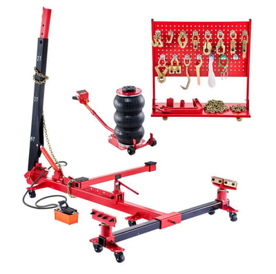 Carrosserie Richtset Auto - Hydraulische Frametrekker en Richter - 6 t Trek/Druk - 3 t Airbag-Krik - 45 MPa Hydraulische Voetpomp - 16-Delig