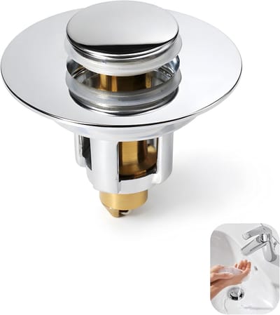 Pop-up wastafelafvoer voor badkamer en keuken, universele gootsteenstop met 3 rubberen ringen, anti-blokkeer en anti-klopfilter (25-46 mm)