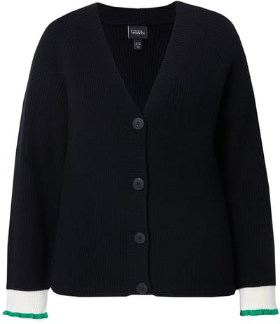 Ulla Popken - Dames - Vest mooie boordjes V-hals - Zwart - Maat 46+