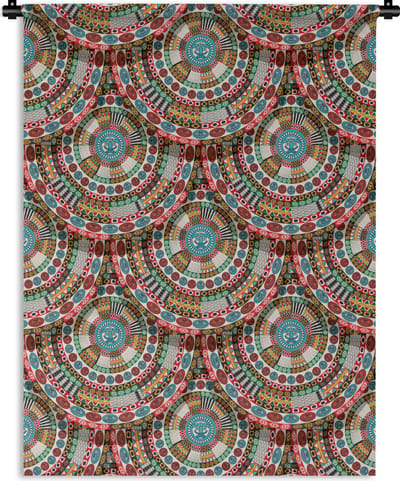 Wandkleed - Wanddoek - Tegel - Azteken - Cirkels - Patronen - 150x200 cm - Wandtapijt