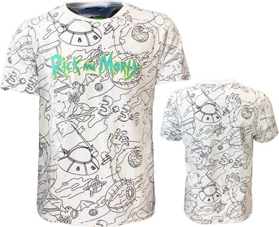 Rick and Morty Parallel Universe T-Shirt Wit - XXL
