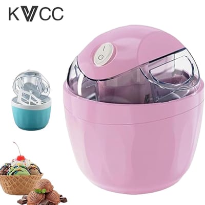 Ijsmachine zelf vriezend-softijs machine voor thuis - Maak snel zelfgemaakte bevroren yoghurt en desserts in 15 minuten - Compact ontwerp voor één portie, ideaal voor kinderkamers en keukens - Roze - 14x14x16 cm