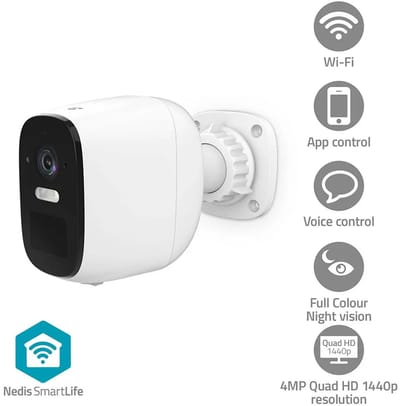 Nedis SmartLife outdoor camera Wi-Fi 4MP Quad HD 1440p / 2560x1440 IP66 With motion sensor Night vision White