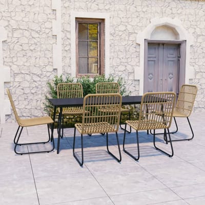 vidaXL - 7-delige - Tuinset - poly - rattan - en - glas