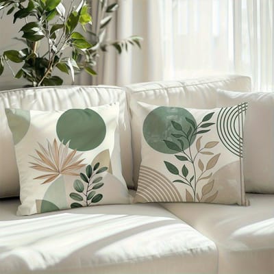 VIKAMA Housse de coussin décorative abstraite moderne pour plantes, Housse de coussin décorative pour canapé de chambre/salon, Housse de coussin décorative lavable 45x45cm