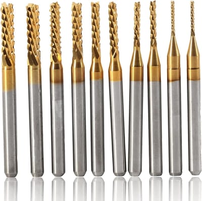 Hardmetalen Frezen Set - CNC Freesbits - Precisie Graveren - Anti-buigsterkte - 10 Stuks - Goud