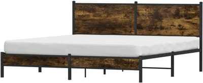 Bedframe Metaal - Ledikant Tweepersoons - Slaapkamer Inrichten - Robuust Design - 183x213 cm - Gerookt Eiken