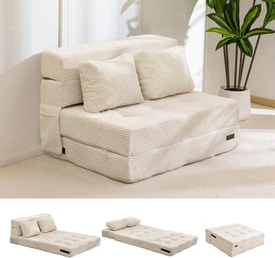 Opvouwbare Slaapbank met Kussens - 3-in-1 Futonbed en Matras