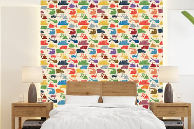 Behang - Fotobehang Patronen - Kraan - Boot - Jongens - Kinderen - Kids - Breedte 220 cm x hoogte 240 cm